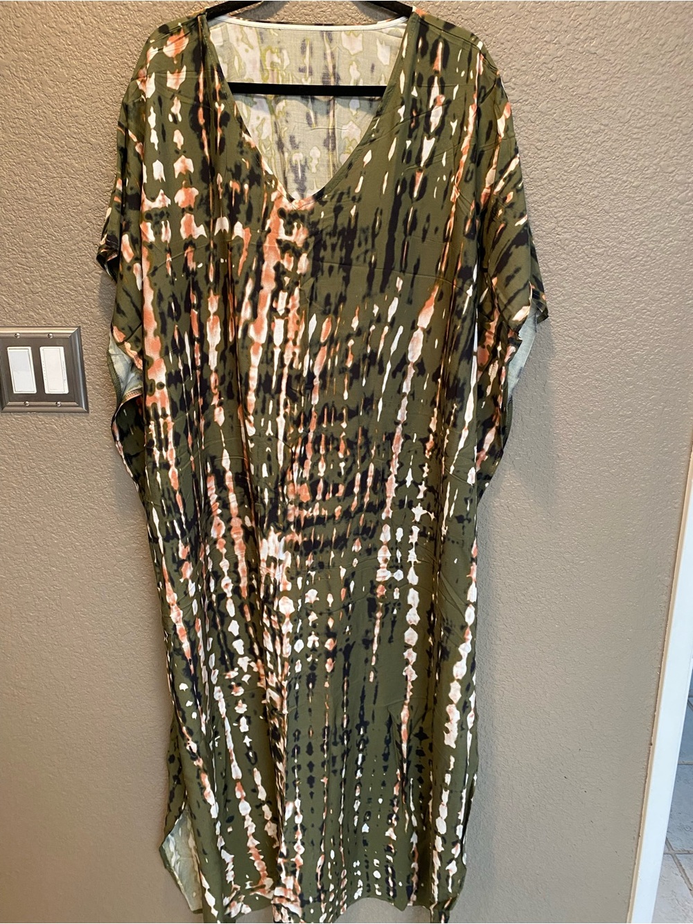 Olive Green Tie-Dye Maxi Dress